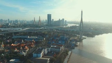 bangkok Tayland bhumibol köprünün havadan görünümü