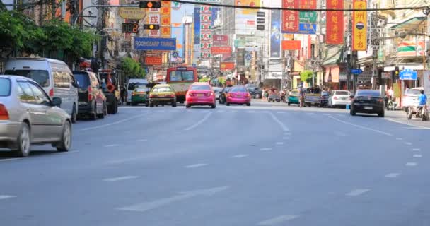 Bangkok Tailandia Ener1 2018 Tráfico Carretera Yaowatch Más Importante Ciudad — Vídeos de Stock