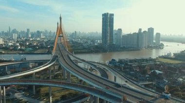 Aeria görünümü bhumibol Köprüsü bangkok Tayland