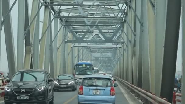 Ανόι Βιετνάμ Nov6 2017 Κυκλοφορία Cau Τσολόν Duong Γέφυρα Διέλευσης — Αρχείο Βίντεο