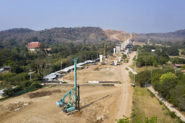 Aerial view of road construction site in thailand — Stock Photo, Image