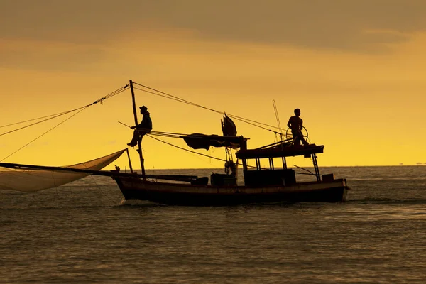 Photographie Silhouette Bateau Pêche Domestique Est Thaïlande — Photo