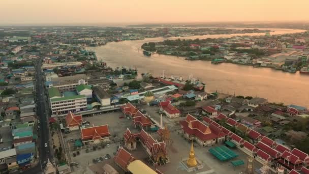 Luftaufnahme Der Stadt Mahachai Samuth Sakorn Stadtrand Von Bangkok Thailand — Stockvideo