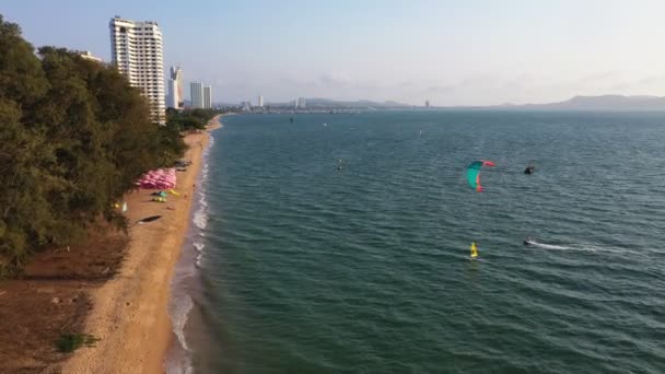 Widok Powietrza Pattaya Morze Plaża Chonburi Wschód Tajlandii — Wideo stockowe