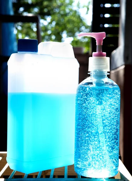 Hand Sanitizer Gel Bottle Hand Hygiene Corona Virus Protection Standing — Stock Photo, Image