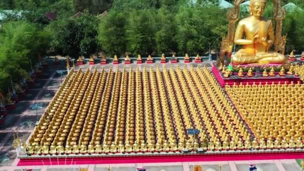 Aerial View Buddha Statue Thailand Temple — Stock Video