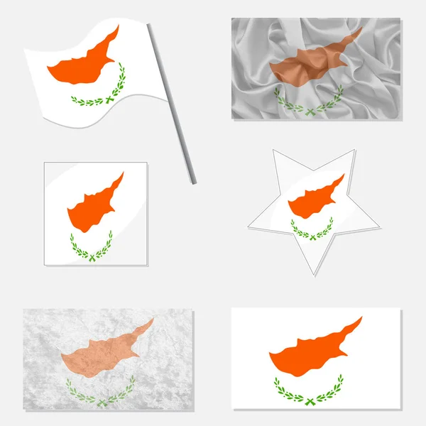 塞浦路斯在不同变化的标志 在平面设计中 与织物的纹理和作为 Web — 图库矢量图片