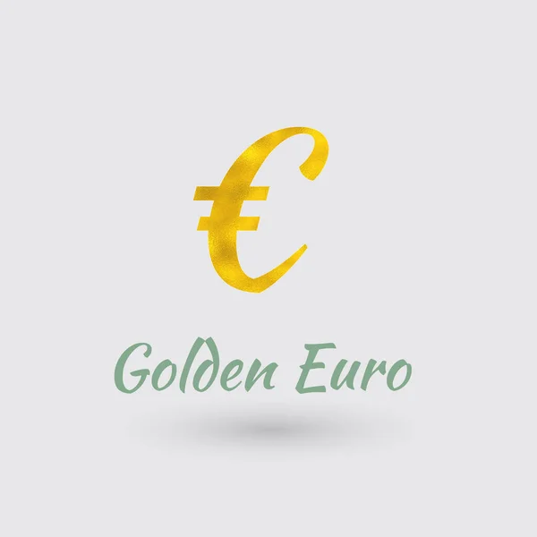 Símbolo Euro Moeda Com Textura Dourada Texto Com Nome Moeda — Vetor de Stock