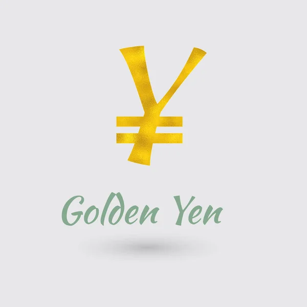 Symbol Yen Currency Golden Texture Text Japan Currency Name Vector — Stock Vector