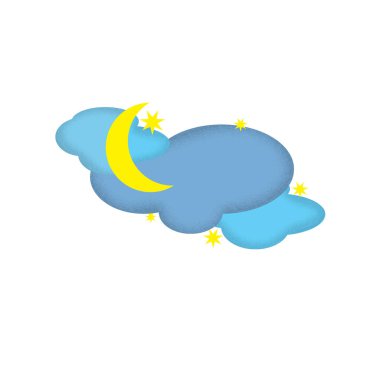 Retro Vintage Style ve desenli Gece Hava Simgesi. Vektör Eps 10