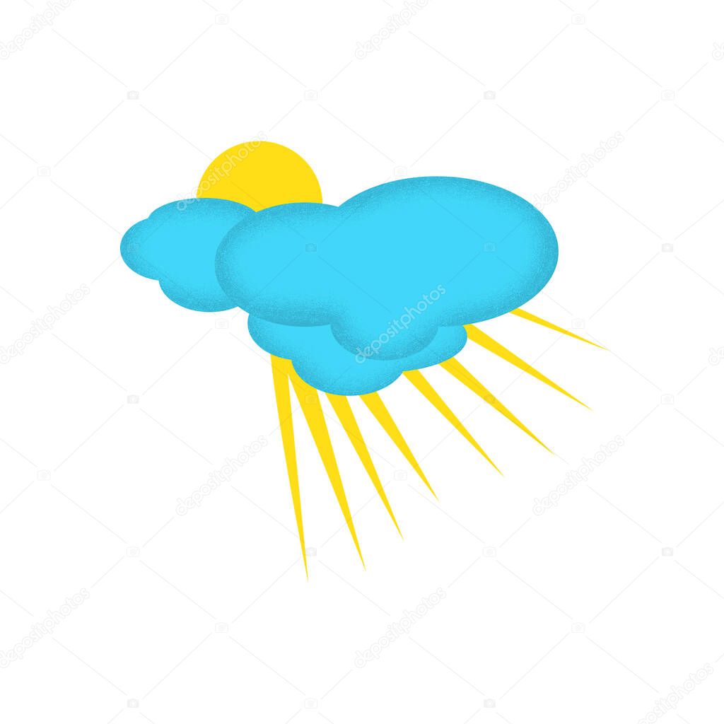 Weather Icon of Partly Clouded Day with Texture on the Clouds Edge. Vector EPS 10