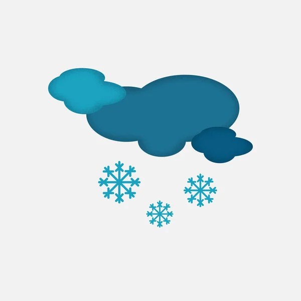 Ikona Pogody Zachmurzonego Nieba Śnieżnego Teksturowanym Krawędzią Odizolowana Jasnoszarym Tle — Wektor stockowy