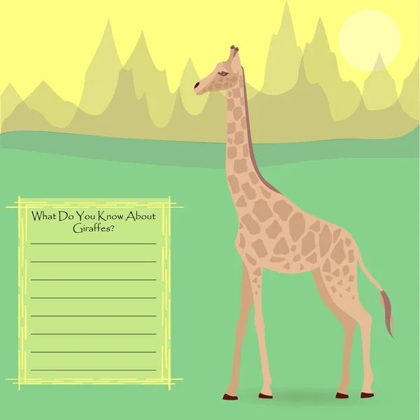 Giraffe Symplistic Nature Background Poster Space Interesting Facts Tentang Hewan - Stok Vektor