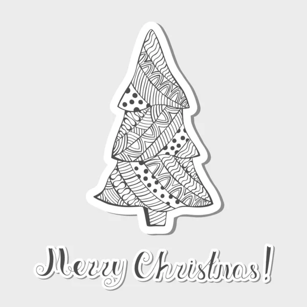 Grayscale kerstboom gemaakt als Sticker — Stockfoto