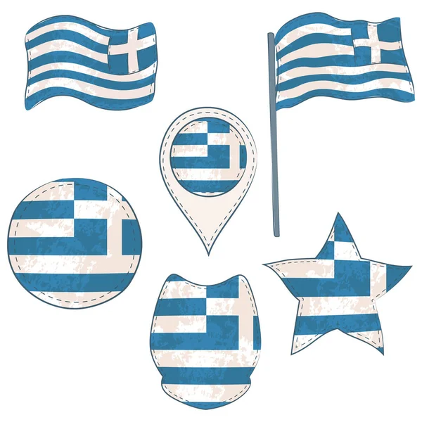 Flag of the Greece Performed in Defferent Shapes