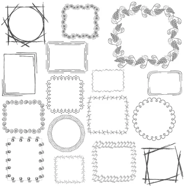 Set mit 16 Doodle-Frames — Stockvektor