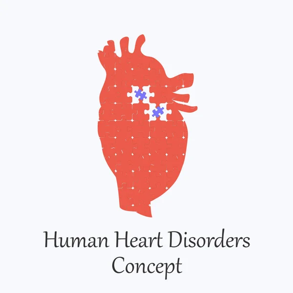 Coração humano preenchido com padrão de quebra-cabeça —  Vetores de Stock