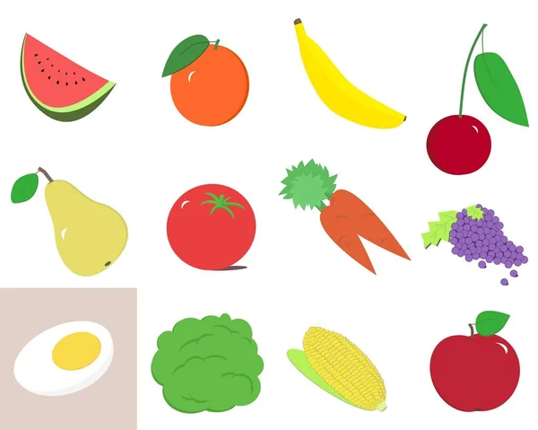 Fruits and vegetables clip art — Stock Photo, Image