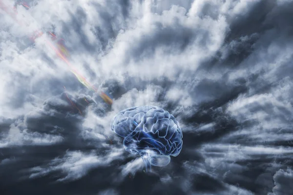 Human brain and energy through space — Stock Photo, Image