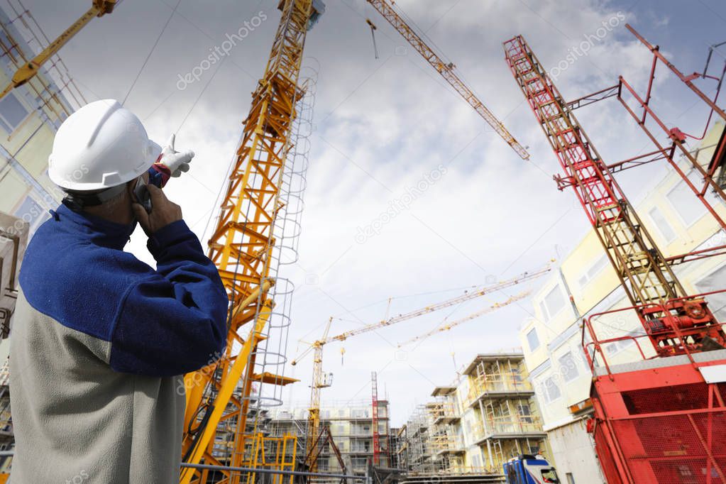 building worker and construction site