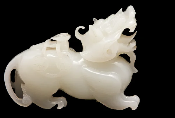 White Pixiu on black background — Stock Photo, Image