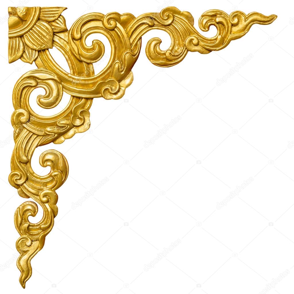 Traditional Thai style pattern decorative isolated on white background, stucco gold paint in temple,Thailand.
