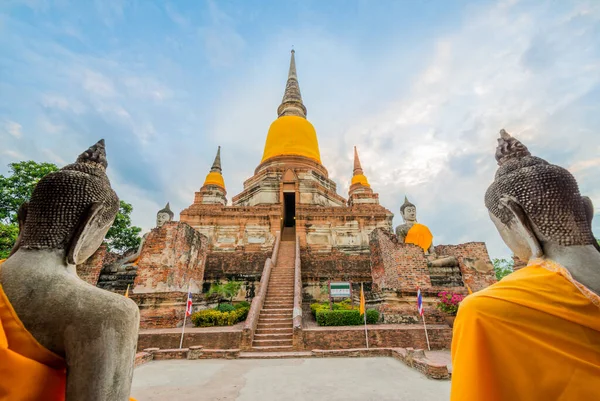 Eski Tapınak Mimarisi Wat Yai Chai Mongkol Ayutthaya Tayland Dünya — Stok fotoğraf