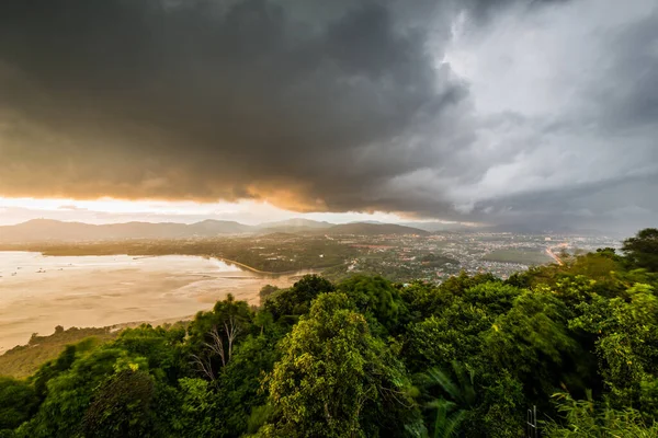 Landscape Kao Khad Viewpoint Phuket City Sunset Time Rainstorm Phuket — Stock Photo, Image