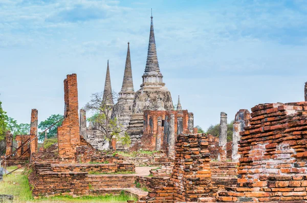 Oude Tempel Architectuur Wat Phrasrisanphet Provincie Ayutthaya Thailand World Heritage — Stockfoto