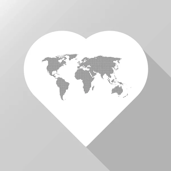 Mapa del mundo del corazón — Vector de stock
