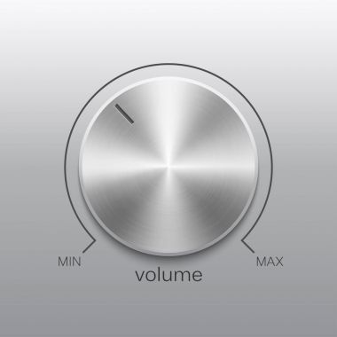 Metal fırça dokusu ve çizgi ölçeği ile ses düğmesi