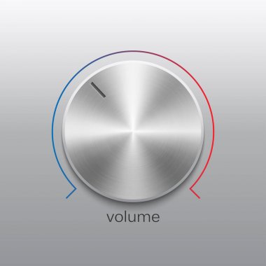 Ses düğmesi gri arka plan üzerinde metal doku ve çizgi renk ölçeği ile