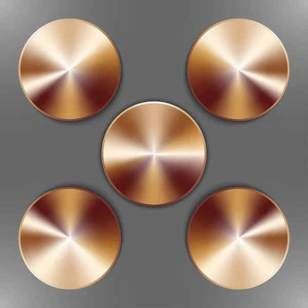 Conjunto de discos de bronze redondos — Vetor de Stock