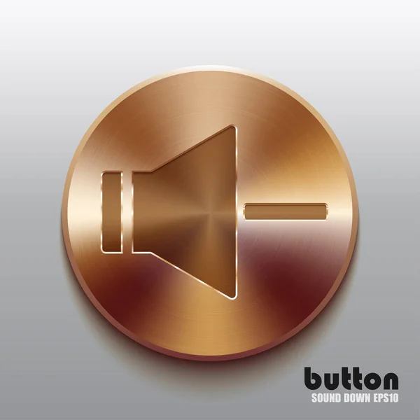 Botón de altavoz de bronce para disminuir el sonido — Archivo Imágenes Vectoriales