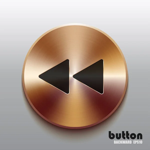 Rembobinez le bouton bronze avec le symbole noir — Image vectorielle