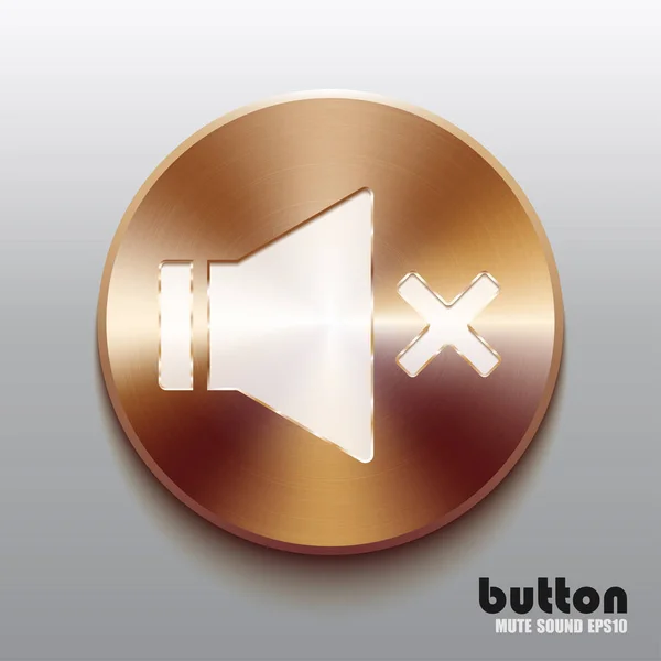 Brązowy Wycisz Głośnik przycisk z symbolem biały — Wektor stockowy