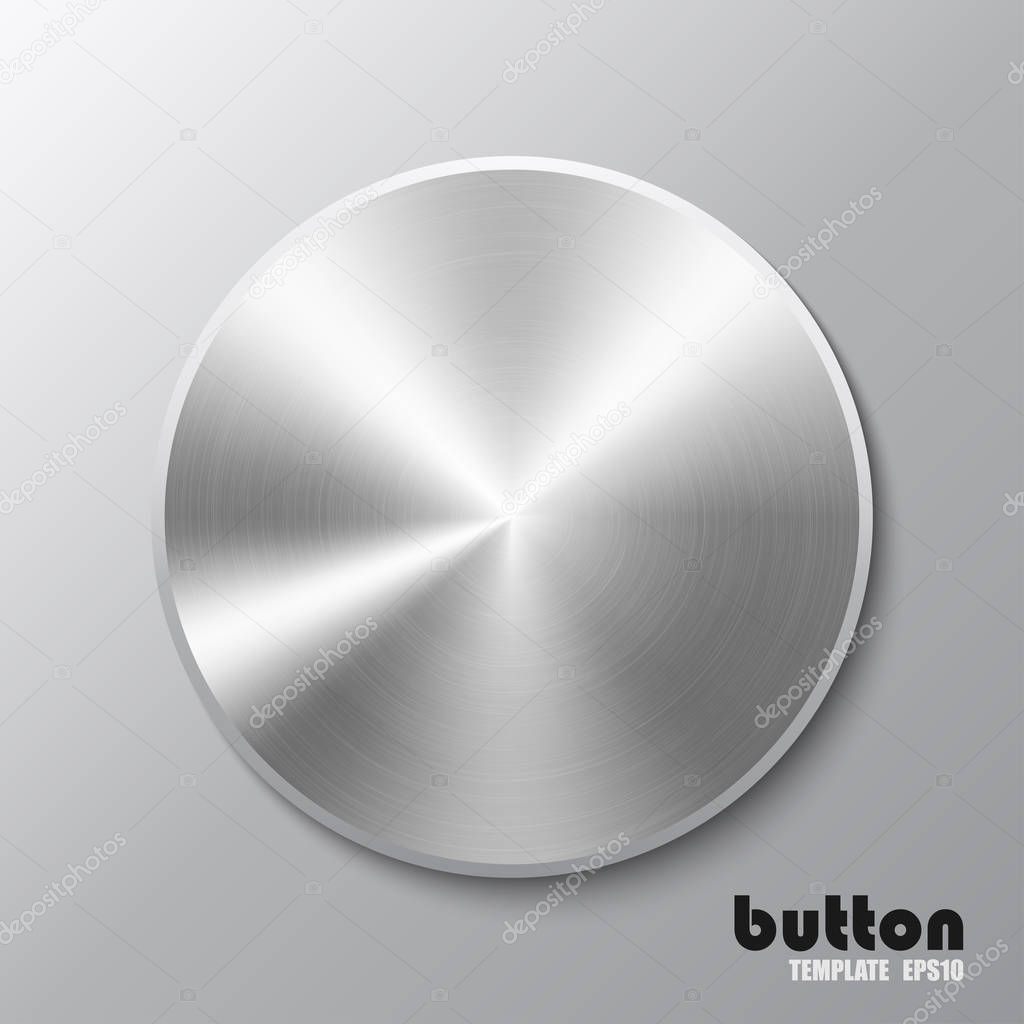 Template of round button with aluminium texture