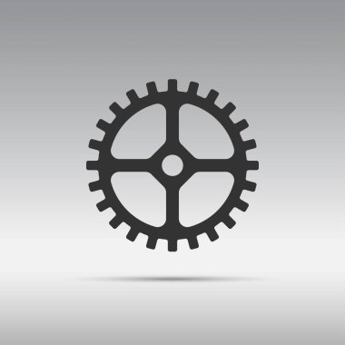 Dişli simgesini siyah renk ile tekerlek teli