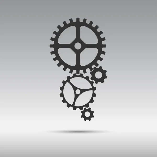 Mekanisme ikon hitam dari roda cogwheel dalam ditempatkan secara vertikal - Stok Vektor