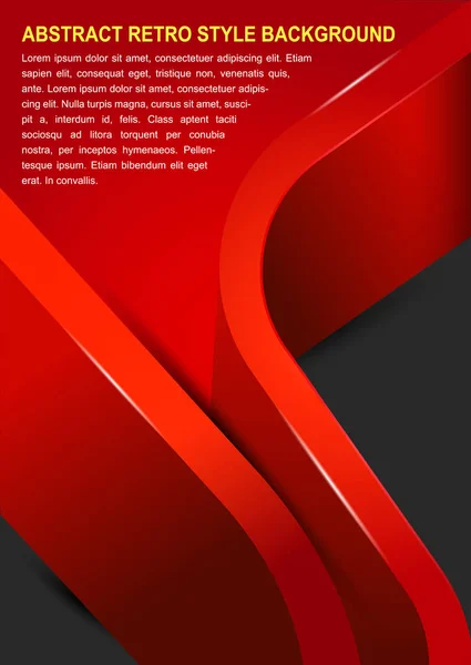 Fondo de folleto rojo abstracto con dos rayas 3D — Vector de stock