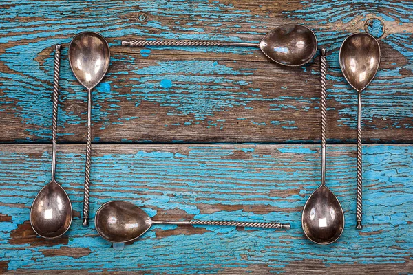 German silver spoon and fork. Kitchen utensils.