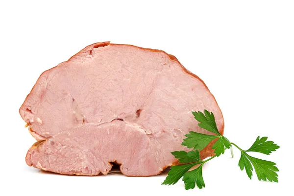 Carne affumicata isolata su fondo bianco — Foto Stock