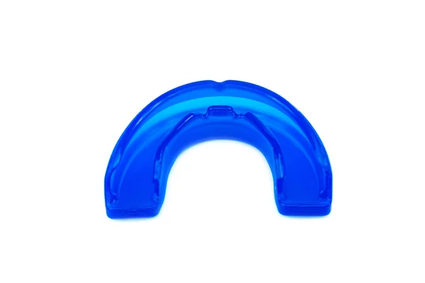 Modrá mouthguard izolovaných na bílém pozadí. — Stock fotografie