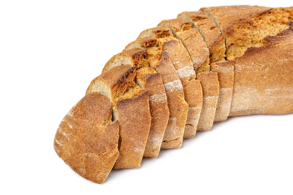 白い背景の上にスライスしたパンのローフ. — ストック写真