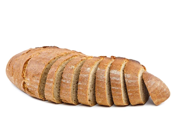 Skivat bröd på vit bakgrund. — Stockfoto