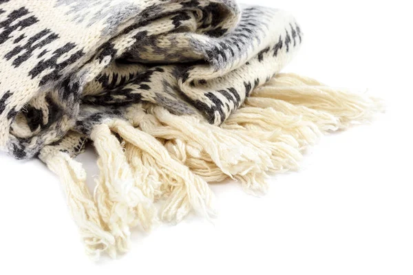 Scarf knitted motley on a white background. — Stock Photo, Image