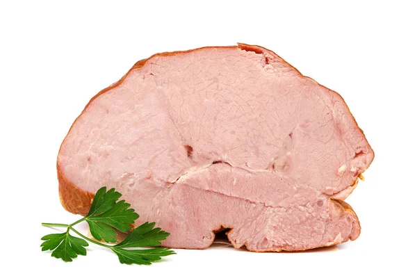 Копчене м'ясо ізольоване на білому тлі — стокове фото