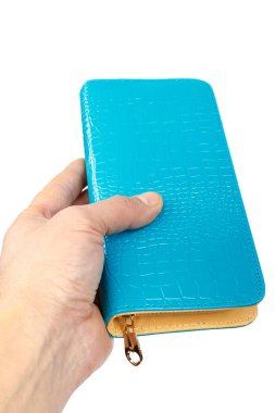 Beyaz arka plan üzerinde izole el zarif çanta