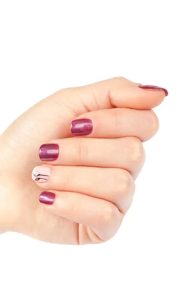 Belle mani femminili con manicure su sfondo bianco — Foto Stock