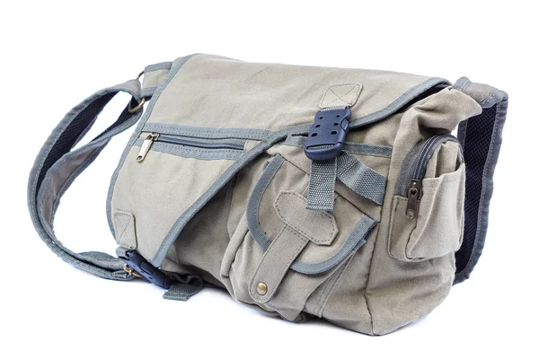 Sac de sport confortable en tissu sur fond blanc . — Photo